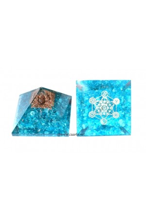 Turquoise Dyed CHAKRA Symbol Orgone Pyramid	