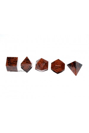 5-Pcs Mahogany Obsidian Platonic Solid Sacred Geometry Set