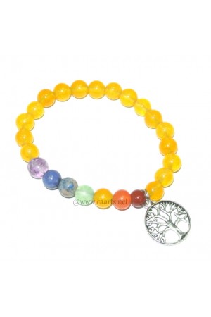Yellow Jade Round Beads 8 MM Chakra Healing Charms Gemstone Bracelet 