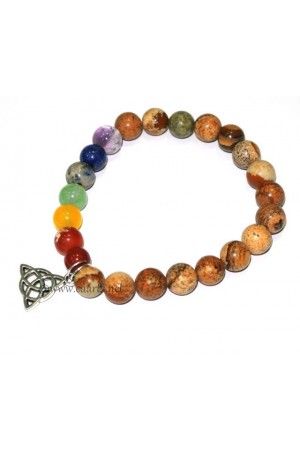 Picture Jasper Round Beads 8 MM Chakra Healing Charms Gemstone Bracelet