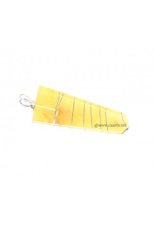 Yellow Aventurine Wire Wrap Gemstone Flat Point Pendant