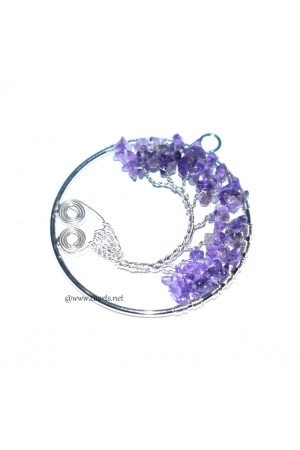 Amethyst TOL Chips Wire Wrap Round Shape Pendant