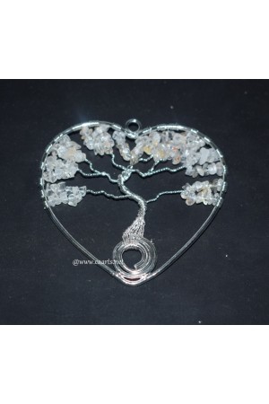 Crystal Quartz TOL Chips Wire Wrap Heart Shape Pendant