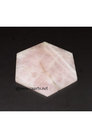 Rose Quartz Hexagon Shape Gemstone Plate