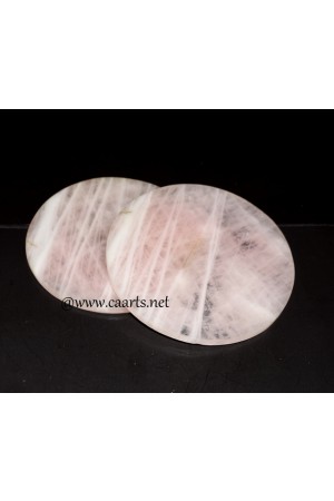Rose Quartz Round Shape Gemstone Plate