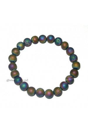 Rainbow Titanium Aura Quartz Round Beads Gemstone Bracelet 