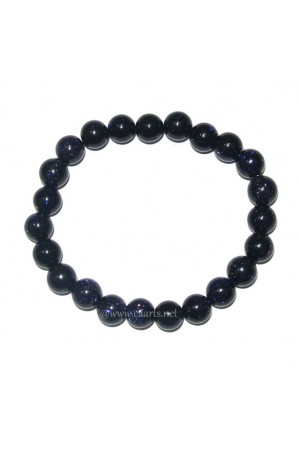Blue Goldstone Round Beads Gemstone Bracelet