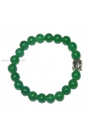 Green Onyx Round Beads W/ Buddha Head Gemstone Bracelet