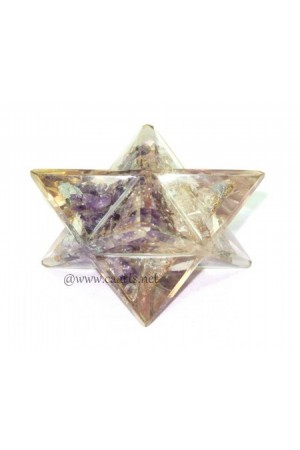 Amethyst & Crystal Quartz Chips Orgone Merkaba Star
