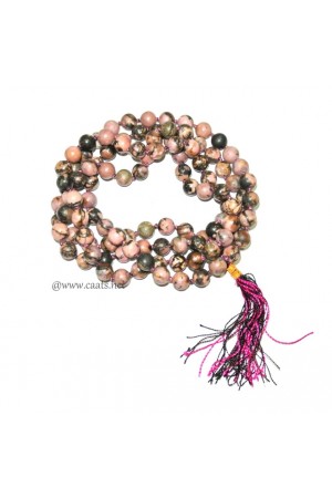 Rhodonite Notted 108- Beads Japa Mala