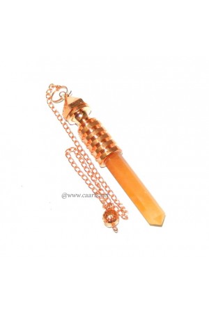 Copper Plated Isis W/ Orange Aventurine Point Metal Pendulum