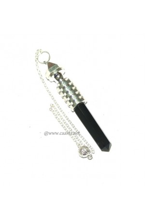 Silver Plated Isis W/ Black Obsidian Point Metal Pendulum