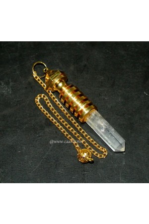 Gold Plated Isis W/ Crystal Quartz Point Metal Pendulum