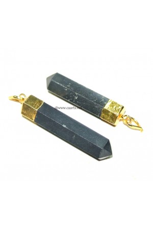 Black Tourmaline Gold Electroplated Point Pendant