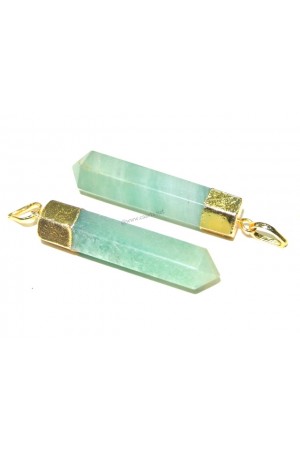 Green Aventurine Gold Electroplated Point Pendant