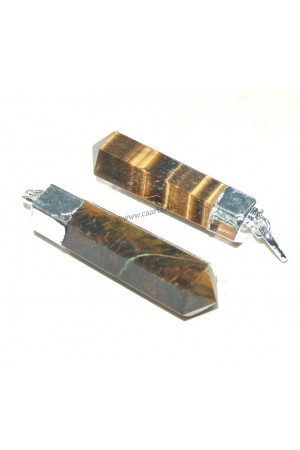 Tiger Eye Silver Electroplated Point Pendant