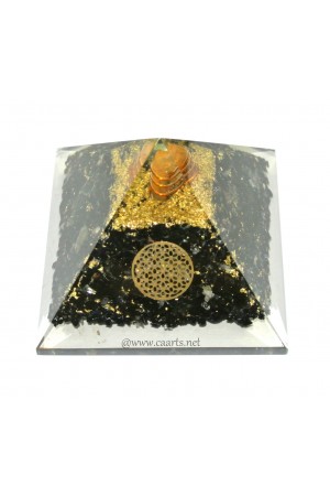Black Tourmaline FOL Symbol Orgone Pyramid