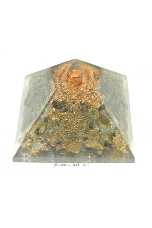 Labradorite Chakra Symbol Orgone Pyramid