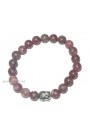 Lepidolite Round Beads W/ Buddha Head Gemstone Bracelet