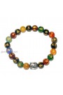 Om Mani Round Beads W/ Buddha Head Gemstone Bracelet