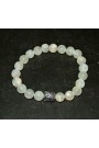 White Moonstone Round Beads W/ Buddha Head Gemstone Bracelet 