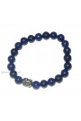 Lapis Lazuli Round Beads W/ Buddha Head Gemstone Bracelet 