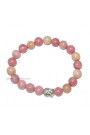 Rodochrosite Round Beads W/ Buddha Head Gemstone Bracelet