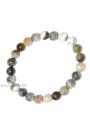 Botswana Agate Round Beads W/ Buddha Head Gemstone Bracelet 