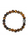 Tiger Eye Round Beads W/ Buddha Head Gemstone Bracelet