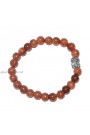 Red Goldstone Round Beads W/ Buddha Head Gemstone Bracelet