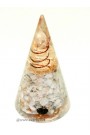 White Rainbow Moonstone  Conical Pyramid W/ Crystal Wire Wrap Point Orgone Pyramid