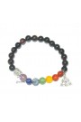 Black Agate Beads 8 MM Chakra Healing W/ Buddha Head Charms Gemstone Bracelet