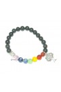 Black Agate Beads 8 MM Chakra Healing W/ Buddha Head Charms Gemstone Bracelet 